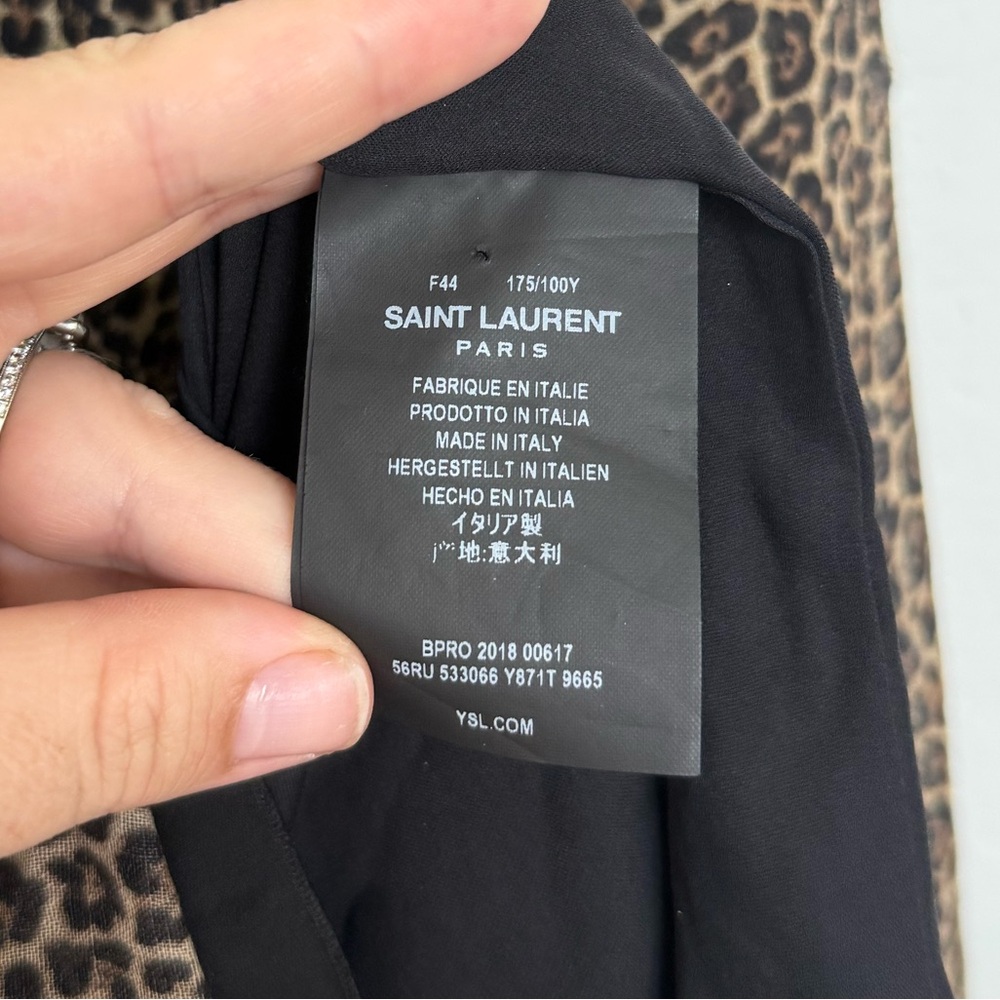 YSL Saint Laurent Wool Leopard Long Sleeve Dress, - Picture 9 of 10